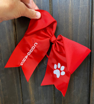 Cheer Bows- "Cougars" Red w/ White Paw