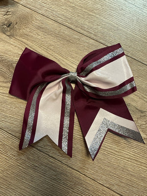 Cheer Double Bows- Maroon & White