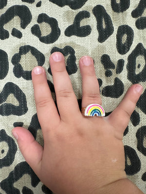 Kids Adjustable Ring- "Rainbow" Rainbow Glitter