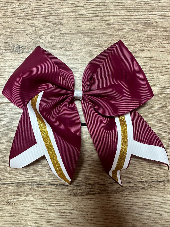 Cheer Double Bows- Maroon & Mustard