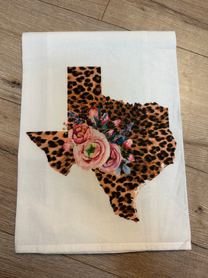 Kitchen Towels- "Cheetah Texas; Floral Cluster"