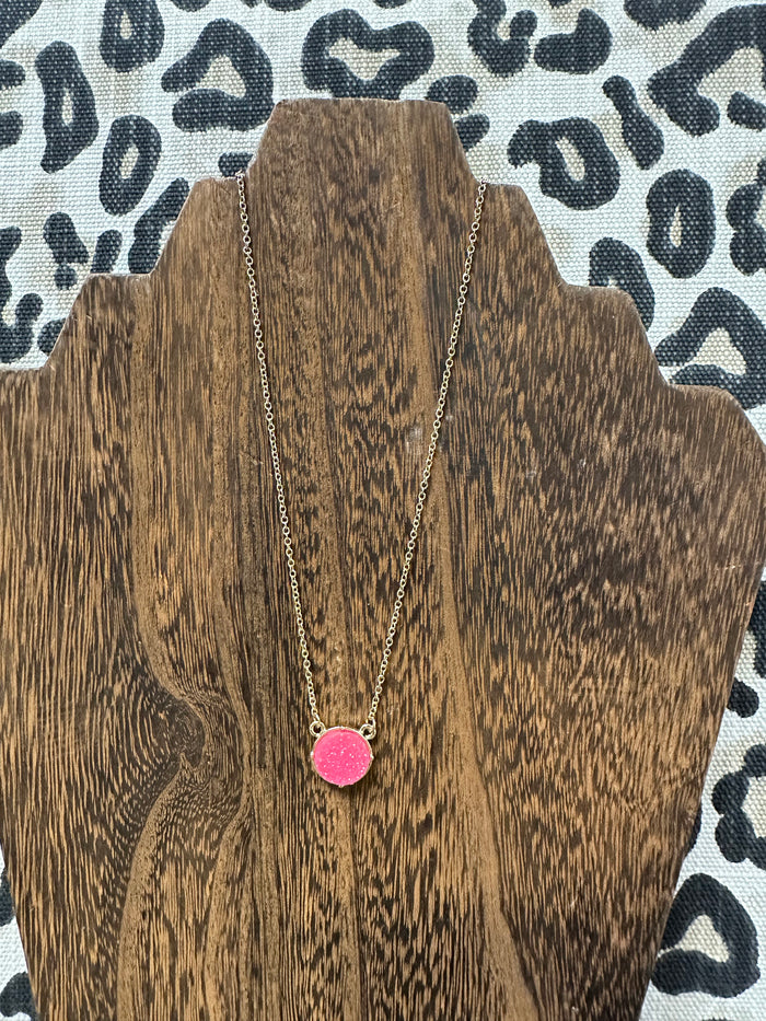 Monica Necklace- Pink "Druzy"