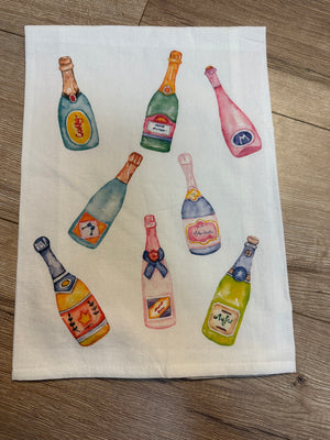 Kitchen Towels- "Rainbow Champagne Bottles"