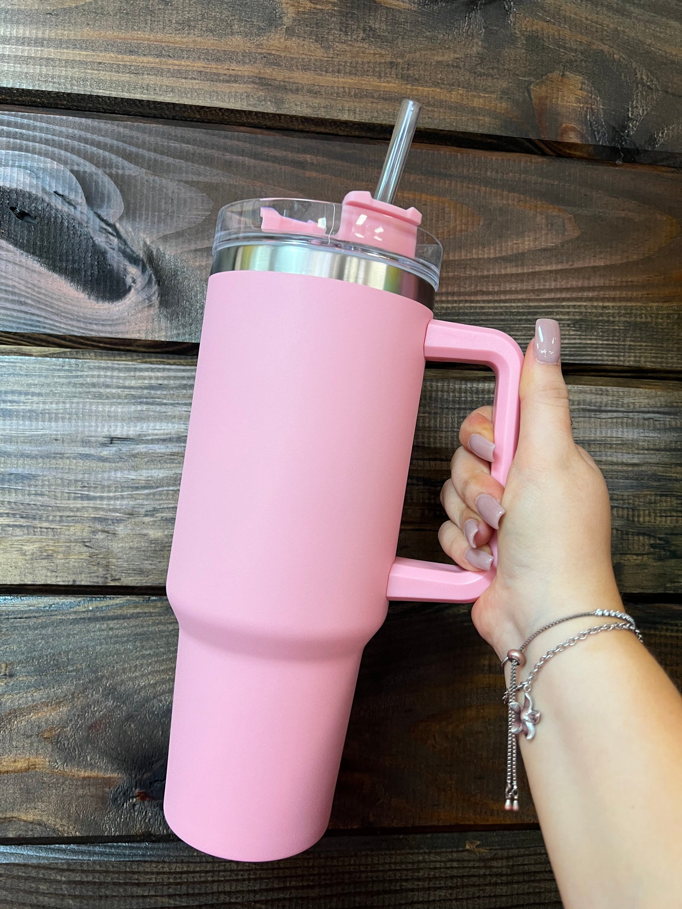 Handle Insulated Cup- Light Pink (40oz) – The Silver Strawberry