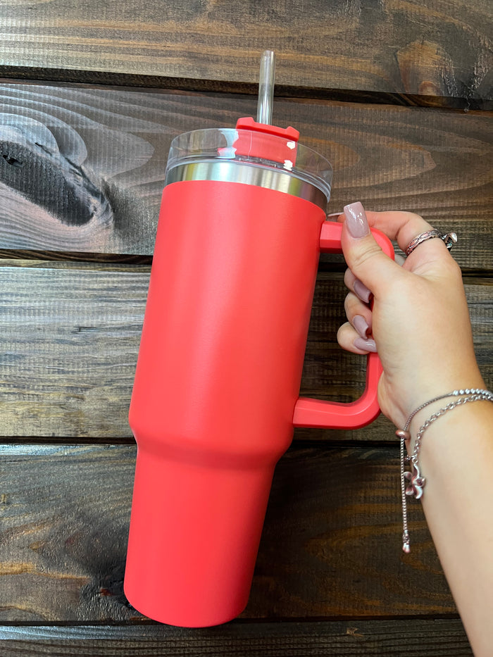 Handle Insulated Cup- Coral (40oz)