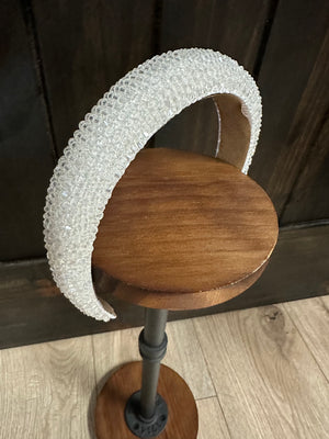 Crystal Beaded Headband- White