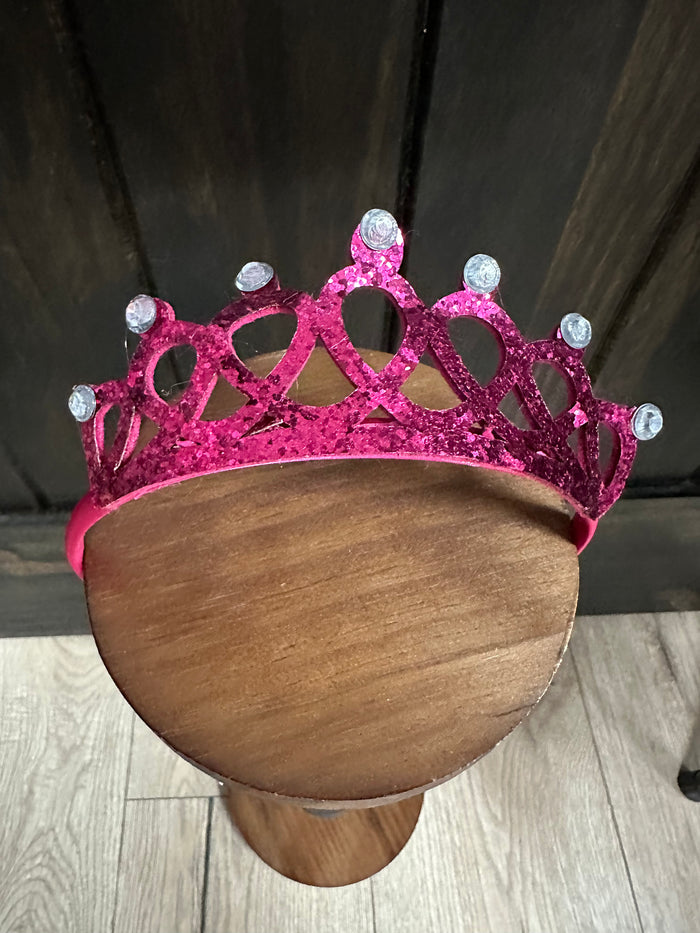 "Rhinestone Crown" Kids Headband- Hot Pink