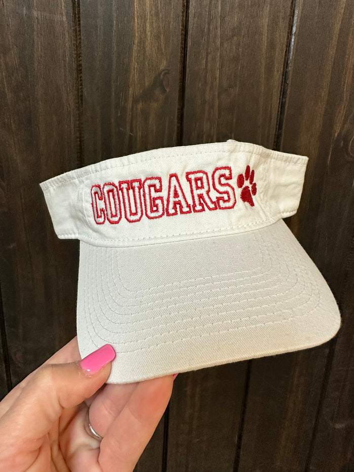 "Cougars; Outline" White Visor Hat