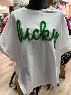 "Lucky" Green Thread Detail Top