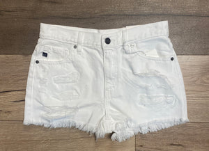 "KanCan Distressed" High Rise White Denim Shorts