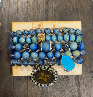 Revamped Cluster Bracelet- "Druzy Medallion" Mermaid Blue