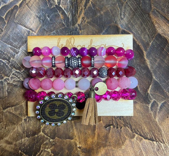 Revamped Cluster Bracelet- "Fringe Chain" Hot Pink