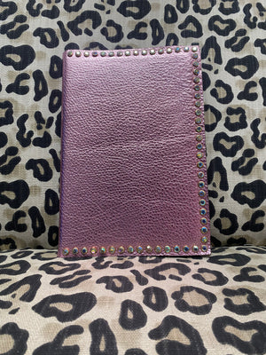 Mini Notebook- "Iridescent Light Pink" Rhinestone Studs