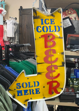 Outdoor Décor- "Ice Cold Beer; Sold Here" Tin Sign