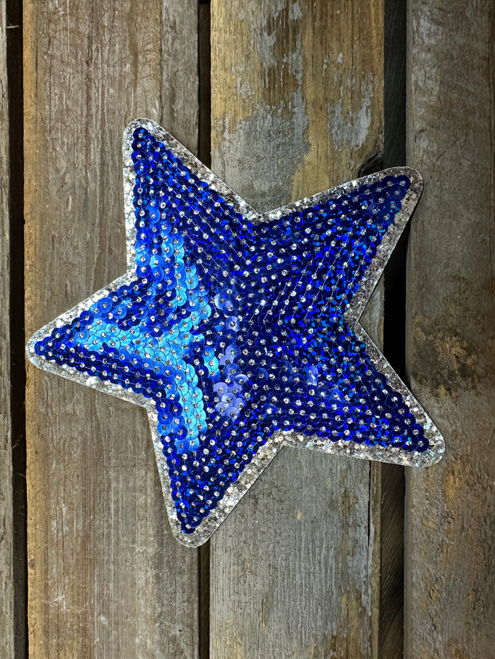 Sequin Hat Patches- "Royal & Silver Star" (5X5)