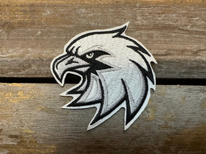 Embroidery "Hat" Patches- "Eagle Mascot; Grey & Black" (2.5X3)