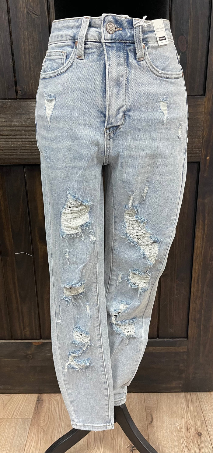 Judy Blue Distressed Jeans- High Rise; Tummy Control (31LT)