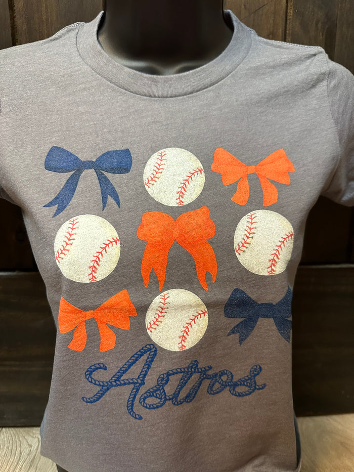 "Baseball & Bows Astros" Tee