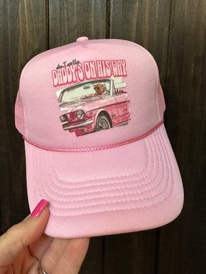 "Don't Worry Daddy's On His Way" Trump Pink Hat