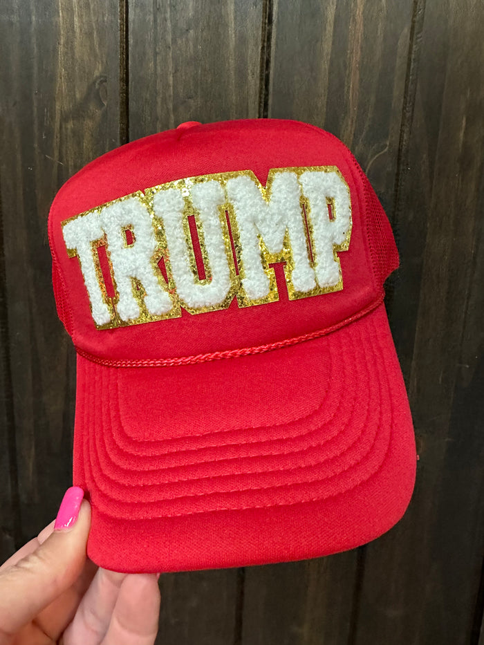 "Trump" Chenille Letters Red Hat