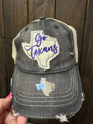 "Texas Go Texans" Middle Dark Denim Hat