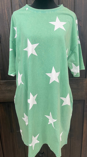 Star Apple Green T-Shirt Dress
