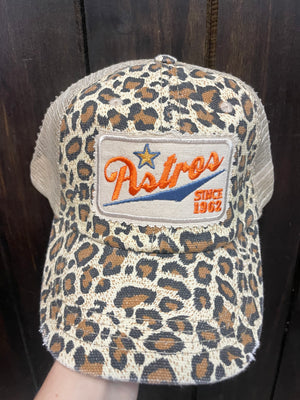 "Astros; Since 1962" Cheetah & Cream Mesh Hat