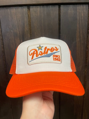 "Astros; Since 1962" Puffy Orange Mesh Hat