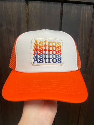 "Astros Astros Astros" Puffy Orange Mesh Hat
