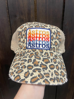 "Astros Astros Astros" Cheetah & Cream Mesh Hat
