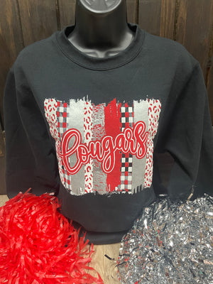 Cougars- Cheetah & Stripes "Painted Cougars" Black Pull Over