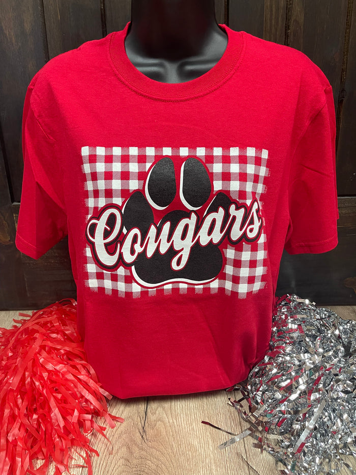 Cougars- Red Plaid "Cougars Paw"