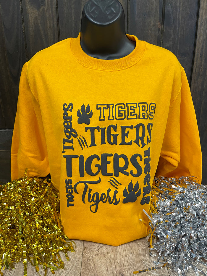 Tigers- Puffed "Tigers" Mustard Pull Over
