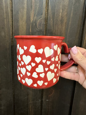 Ceramic Mug- "White Hearts"