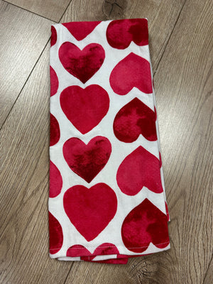 Kitchen Towels- "Watercolor Hearts" Red