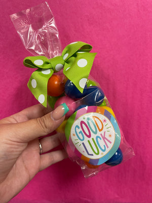 "Oh Sugar Candy" Bags- "Good Luck" Gumballs: Green Polka Dots