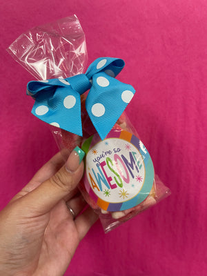 "Oh Sugar Candy" Bags- "Awesome" Triple Sour Bears: Blue Polka Dots