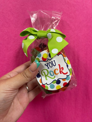 "Oh Sugar Candy" Bags- "You Rock" Gummy Bears: Green Polka Dots