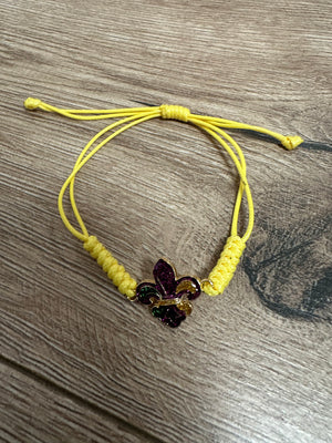 Fay Bracelet- "Mardi Gras; Fleur De Lis" Yellow