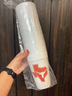 Styrofoam Cups- "Texas Longhorns; Logo"