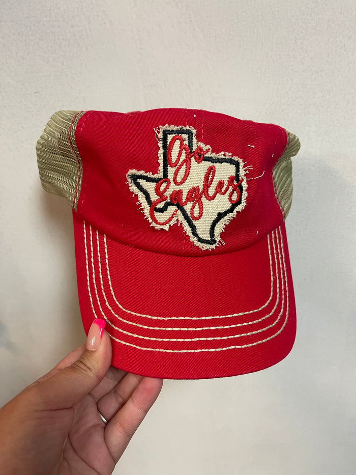 "Texas; Go Eagles" Middle Red Denim Hat