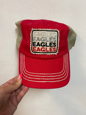 "Eagles Eagles Eagles" Red Denim Hat