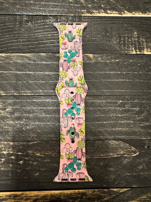Silicone Watchband- Pink & Green Cactus