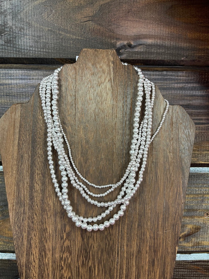 Zana Necklaces- "Silver Beaded" 5 Strand