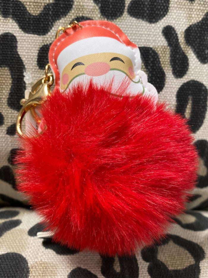 Puffy Puff Keychain- Red Santa