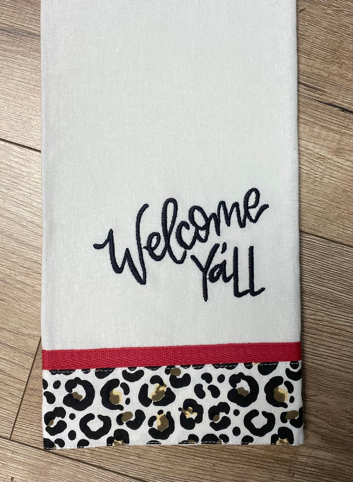 Christmas Kitchen Towels- "Welcome Y'all"