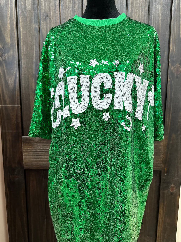 "Lucky" Green Sequence Dress
