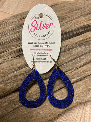 The Wesson Earrings- Royal Blue Glitter