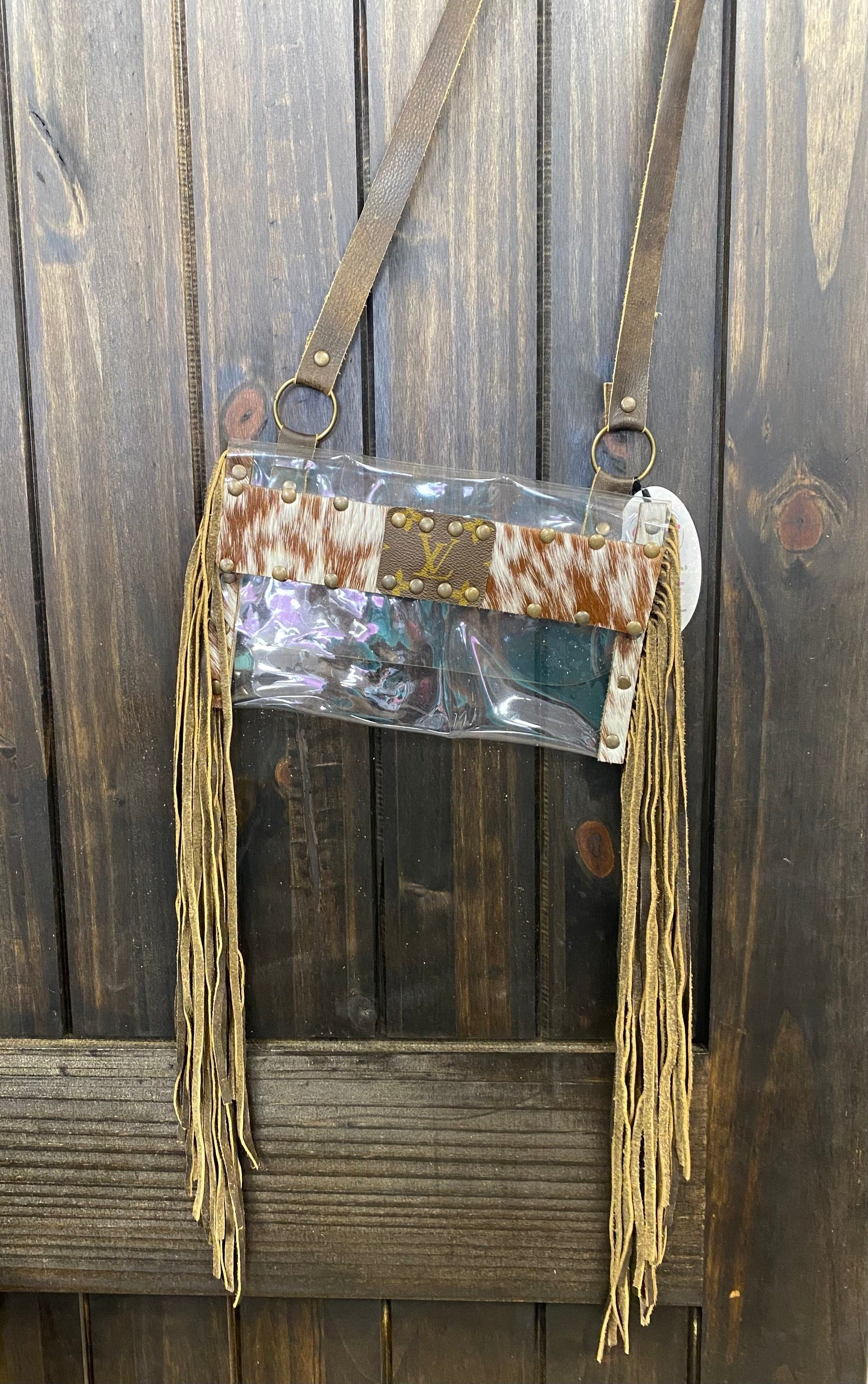 Revamped Junkie Clear Fringe Purse- Cheetah Cowhide – The Silver