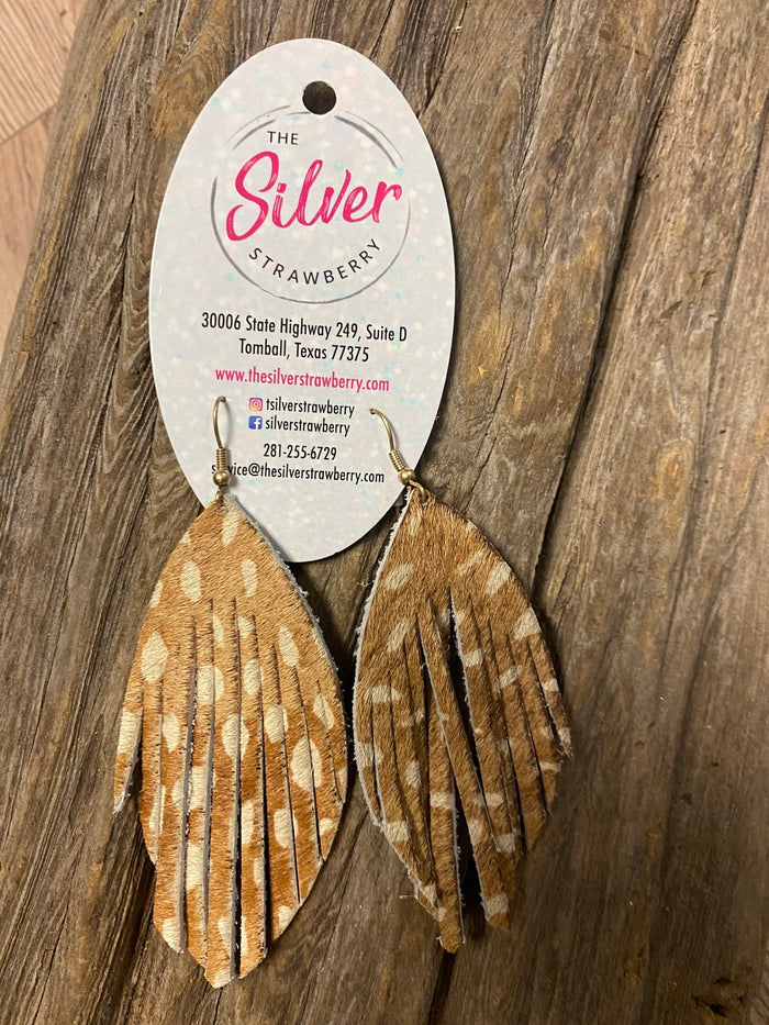 Fairy Feather Earrings- Axis Cowhide